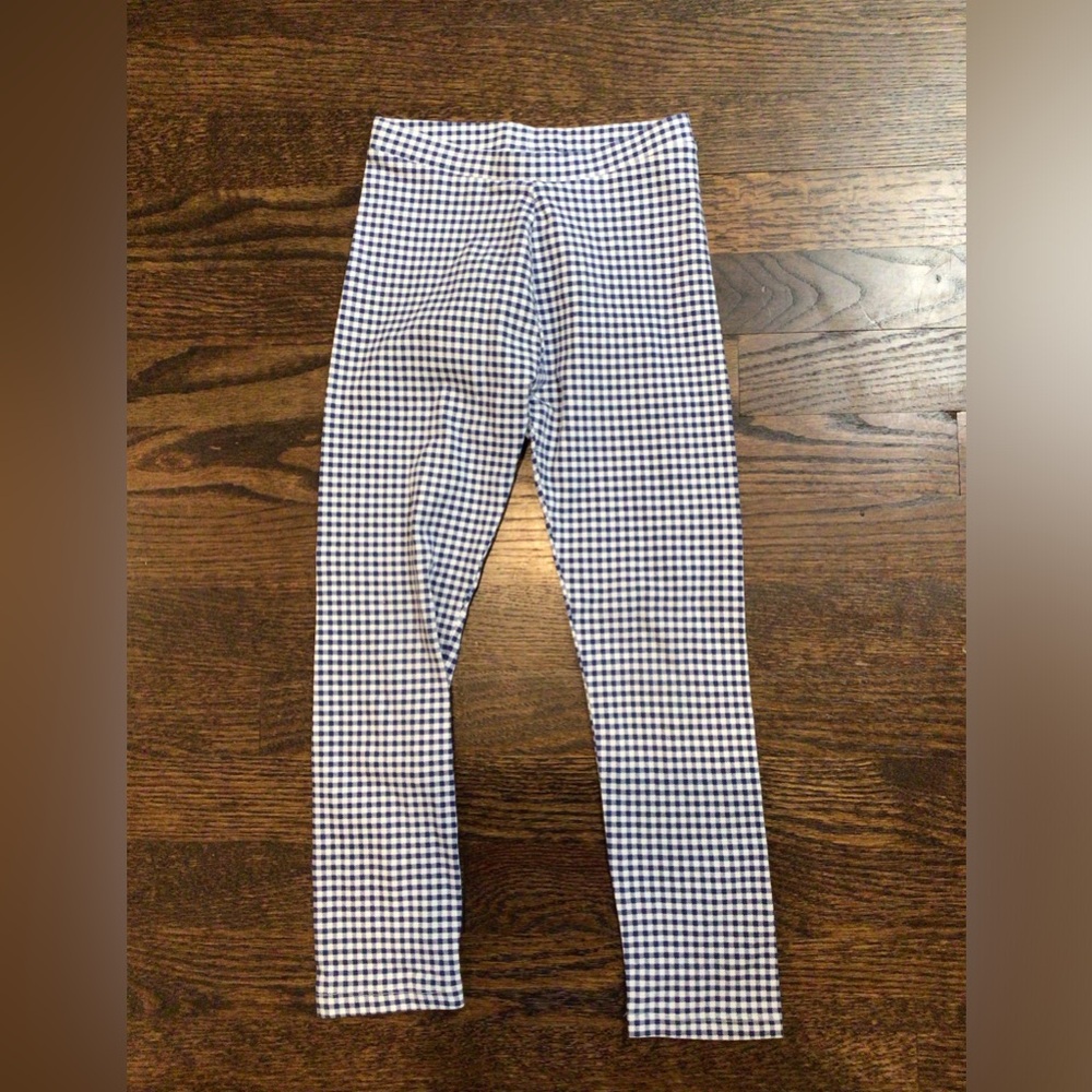 ZARA - Blue and white gingham/checkered print Leggings with an elastic waist.